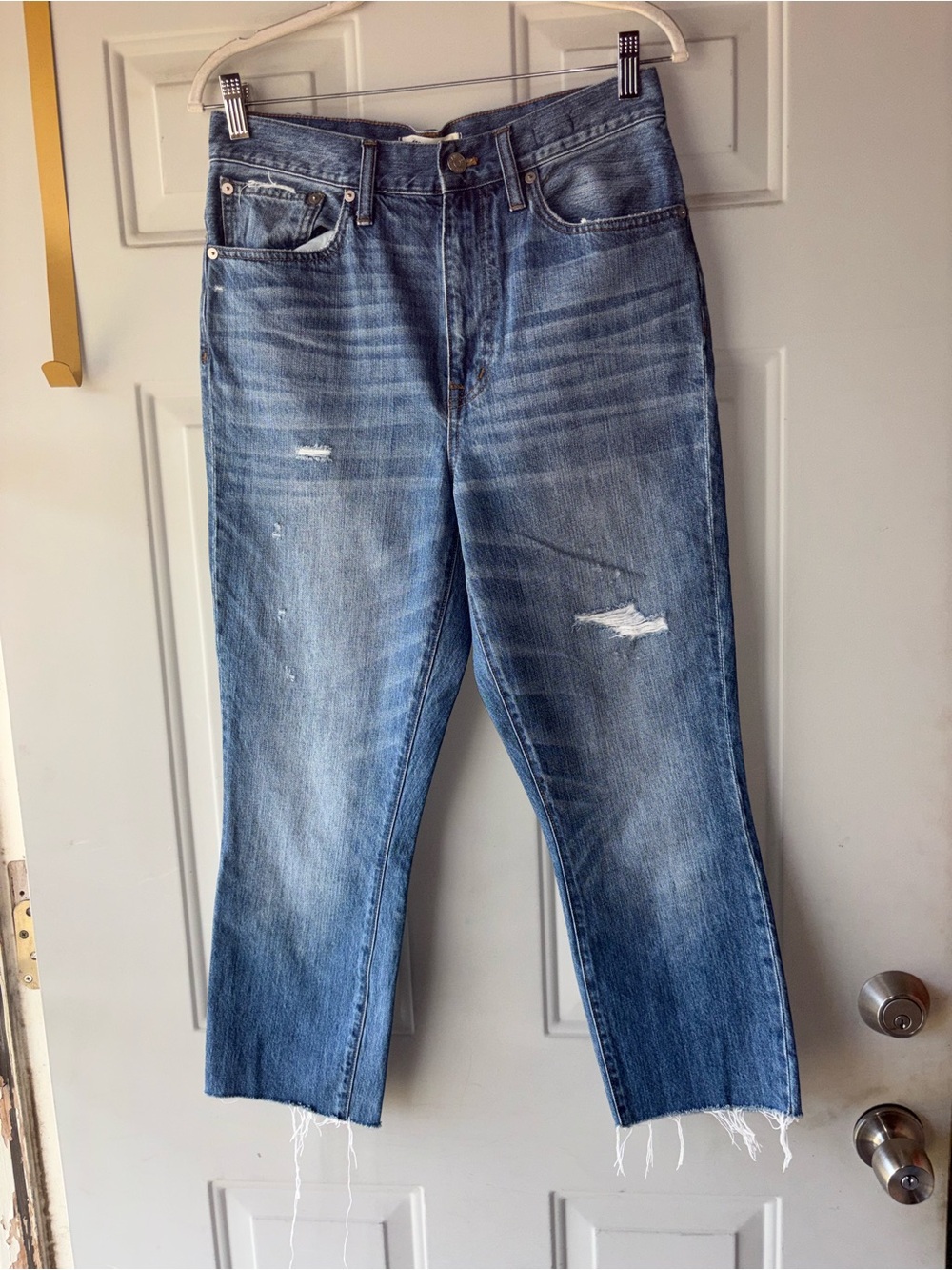 Madewell distressed rigid skinny crop jeans size 28